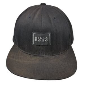 Billabong Snapback Hat Black One Size Adjustable Flat Brim Vent Holes